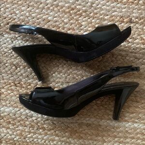 Nine West Black Suede Slingback Heels
